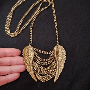 Gold Winged Chain Statement Necklace